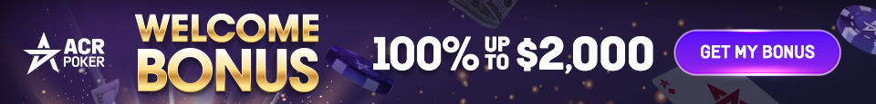 ACR Poker welcome bonus — 100% up to $2,000